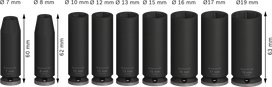 Bosch PRO Impact Socket Set 3/8 inch deep 9 pieces.