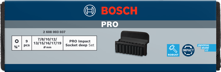 Bosch PRO Impact Socket Set 3/8 inch deep 9 pcs.