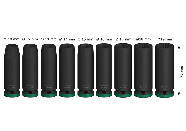 Bosch PRO Impact Socket Set 1/2 inch deep 9 pieces.
