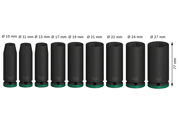 Bosch PRO Impact Socket Set 1/2 inch deep 9 pcs.