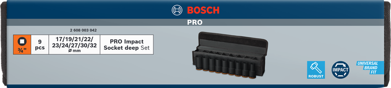 Bosch PRO Impact Socket Set 3/4 inch deep 9 pcs.
