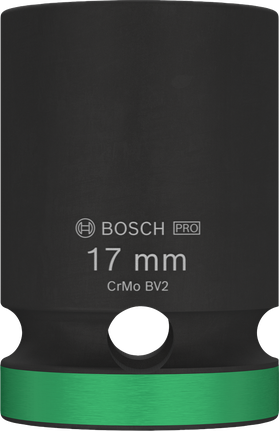 Bosch PRO Impact Socket 1/2" 17 mm with green ring.