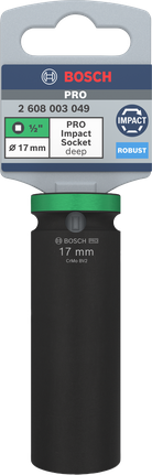 Bosch PRO Impact Socket 1/2" 17 mm deep.