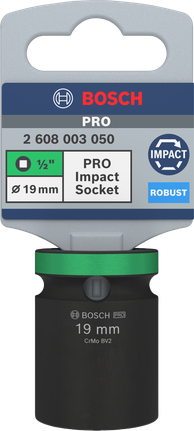 Bosch PRO Impact Socket 1/2 inch 19 mm for robust fastening.