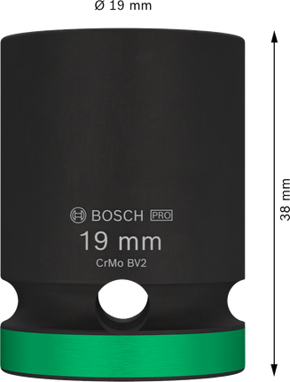 Bosch PRO Impact Socket 1/2 inch 19 mm with 38 mm length.