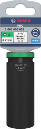 Bosch PRO Impact Socket 1/2" 21 mm deep.