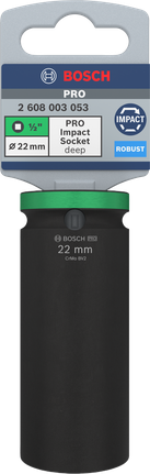 Bosch PRO Impact Socket 1/2 inch 22 mm deep.