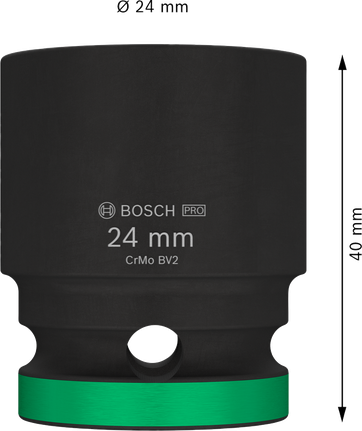 Bosch PRO Impact Socket 1/2 inch 24 mm, 40 mm length.