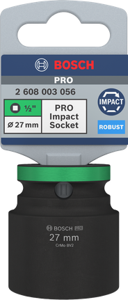 Bosch PRO Impact Socket 1/2 inch 27 mm for robust fastening.