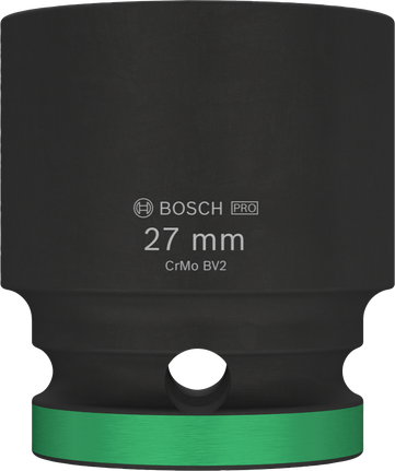 Bosch PRO Impact Socket 1/2 inch 27 mm with green ring.