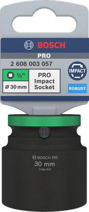Bosch PRO Impact Socket 1/2 inch 30 mm, robust design.