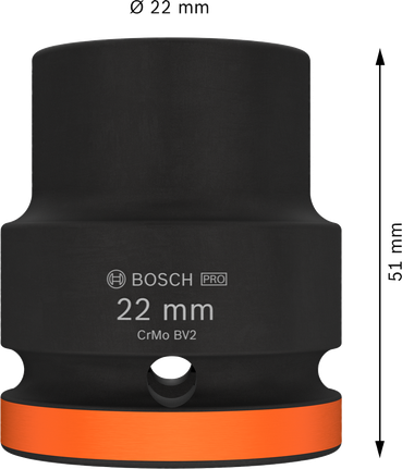 Bosch PRO Impact Socket 3/4" 22 mm with orange ring.