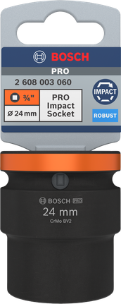 Bosch PRO Impact Socket 3/4" 24 mm for robust fastening.