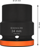Bosch PRO Impact Socket 3/4" 24 mm with orange base.