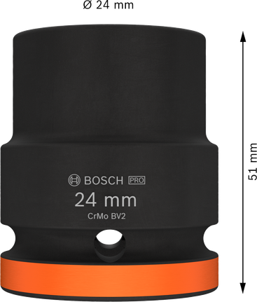 Bosch PRO Impact Socket 3/4" 24 mm with orange base.