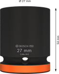 Bosch PRO Impact Socket 3/4" 27 mm with 54 mm length.