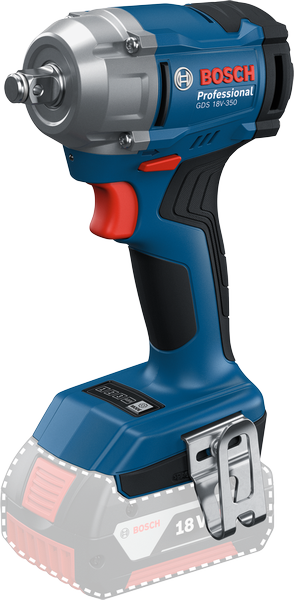 GDS 18V-350 Bosch GDS 18V-350 cordless impact wrench, ergonomic grip.