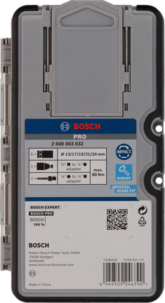 Bosch PRO Impact Socket Set with adapter, 7 pieces.