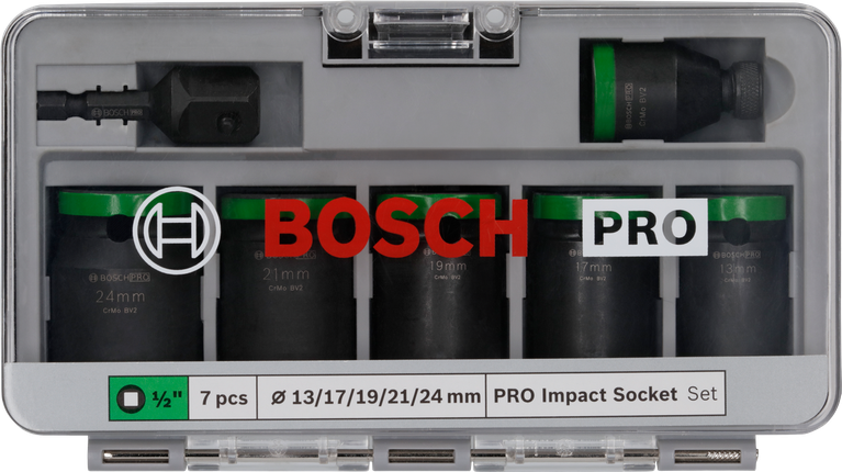 Bosch PRO Impact Socket Set with adapter, 7 pieces.