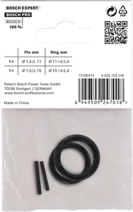 Bosch retaining ring and pin set 1/4″ 4 pcs.