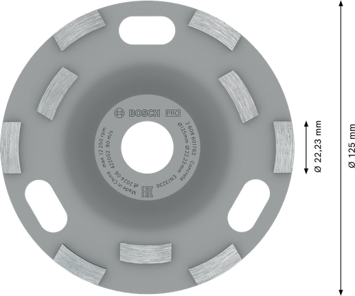 Bosch PRO Concrete Grinding Head 125 mm for grinding concrete.