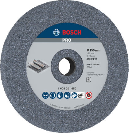 PRO Metal Grinding Wheel, 150 x 20 x 20 mm, G60 Bosch PRO Metal Grinding Wheel 150 x 20 x 20 mm G60.
