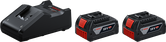 Bosch 18V battery starter set with charger and two 4Ah batteries.