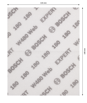 EXPERT W480 Web 1/4 Hand Sanding Sheet, 115 x 140 mm, G180 Bosch EXPERT W480 Web hand sanding sheet 115x140mm G180.