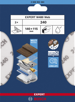 Bosch hand sanding sheet 240 G240 140×115 mm.