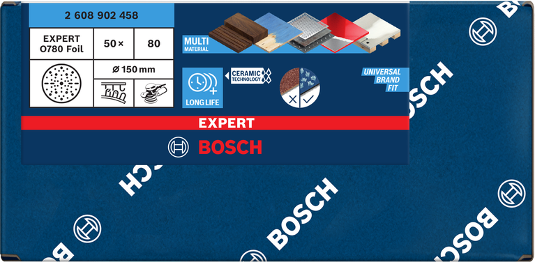 Bosch EXPERT O780 Foil Sanding Disc 150 mm G80 for multi-material.