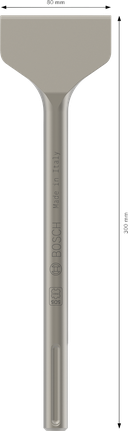 PRO SDS max-4C Tile Chisel, 80 x 300 mm Bosch PRO SDS max-4C Tile Chisel, 80 mm wide blade.
