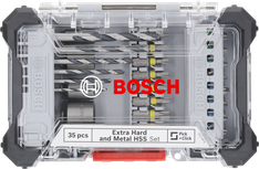 Bosch 35-piece extra hard screwdriver and HSS drill bit set.