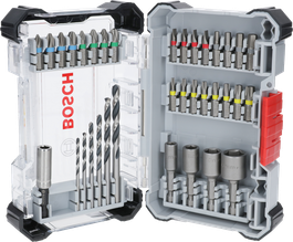 Bosch 35-piece extra hard screwdriver and HSS drill bit set.