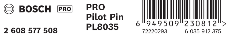 Pilot Pin for PRO Metal TCT Annular Cutter, 7 x 90 mm Bosch PRO Pilot Pin PL8035 packaging.