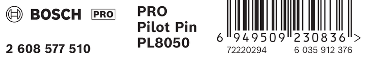 Bosch PRO Pilot Pin PL8050 label with barcode.