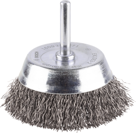 PRO Metal clean Cup Brush, Straight Shank, 70 x 0.2 mm Bosch PRO Metal clean Cup Brush crimped wire 70mm.
