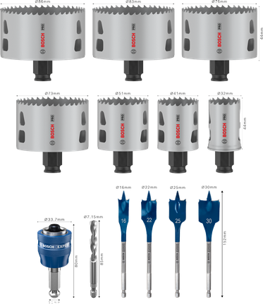 Bosch PRO Multi Material PC Plus Hole Saw Set, 13 pcs.