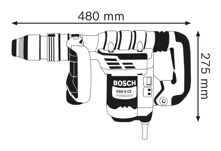 Demolition hammer dimensions.