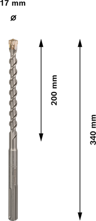 Bosch PRO SDS max-7 17mm hammer drill bit, 340mm length.