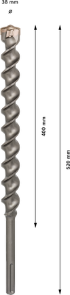 PRO SDS-max-7 Drill Bit, 38x400x520 mm Bosch PRO SDS-max-7 Drill Bit 38x400x520 mm.