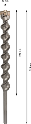 PRO SDS-max-7 Drill Bit, 45x400x520 mm Bosch PRO SDS-max-7 drill bit 45x400x520 mm for concrete.