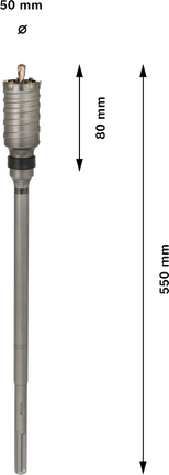 Bosch PRO SDS max-5 Core Cutter 50 mm diameter, 80 mm depth.