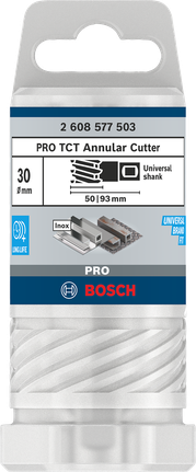 Bosch PRO Metal TCT Annular Cutter 30 mm for metal drilling.