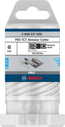 Bosch PRO Metal TCT Annular Cutter 40 x 50 x 93 mm.