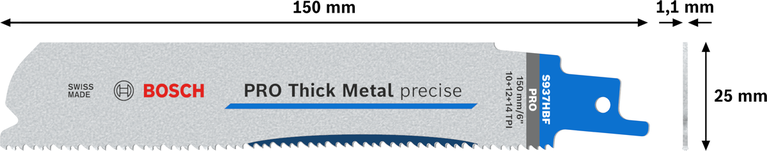 Bosch PRO Thick Metal precise S937HBF blade, 150 mm length.