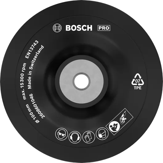 PRO Backing Pad Soft Bosch PRO Backing Pad Soft 100 mm for angle grinders.