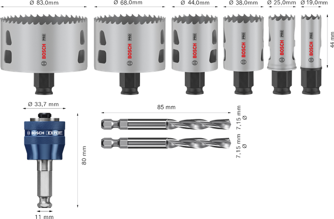 Bosch PRO Multi Material PC Plus Hole Saw Set, 9 pcs.