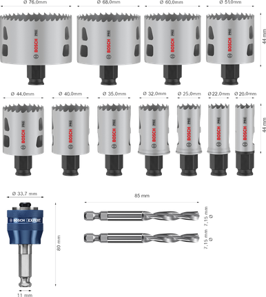 Bosch PRO Multi Material PC Plus Hole Saw Set, 14 pcs.