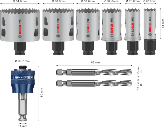 Bosch PRO Multi Material PC Plus Hole Saw Set, 9 pcs.