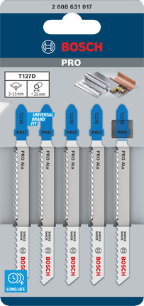PRO Alu T127D Jigsaw Blade, 100 mm, 5 pcs Bosch PRO Alu T127D jigsaw blades 100 mm 5 pcs.